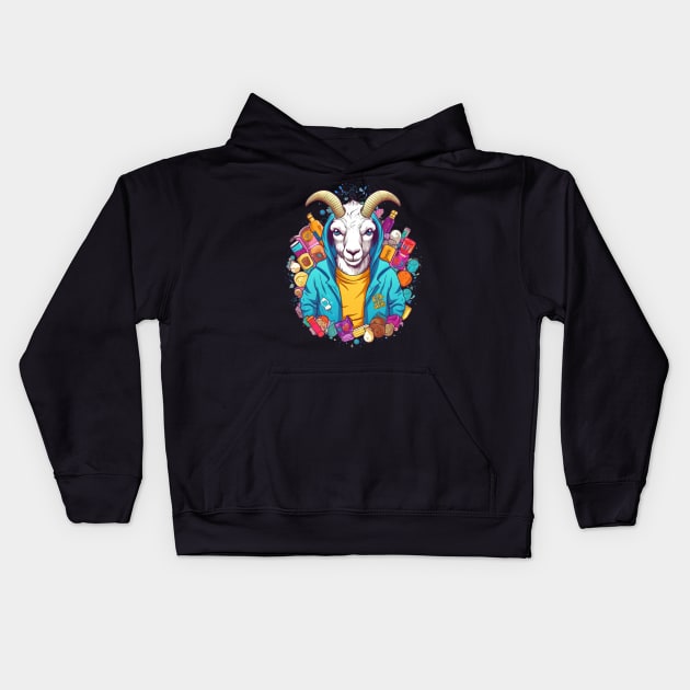 This little goat is bleatfully happy Kids Hoodie by Pixel Poetry